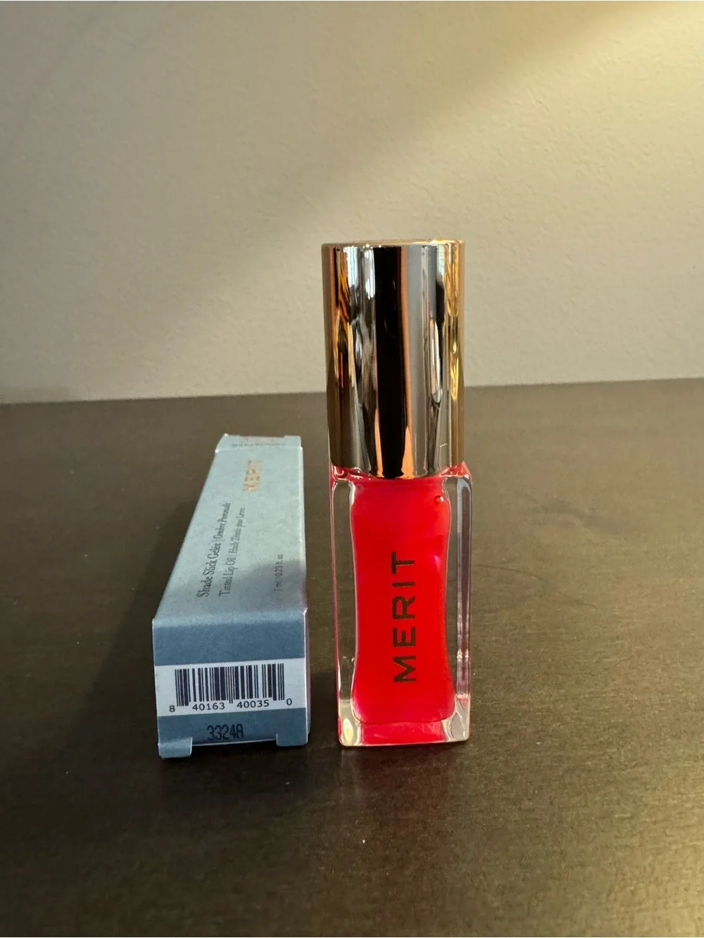 MERIT Shade Slick Gelee Tinted Lip Oil Maraschino (sheer red) .23 oz Full Size N